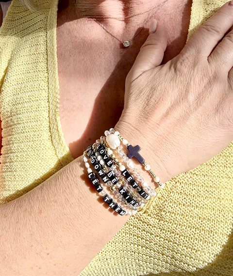 Tiger eye bracelet with green cross